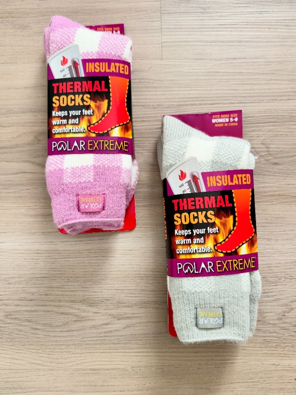 Polar Extreme Women's Insulated Cozy Thermal Socks Buffalo Plaid Set of 2